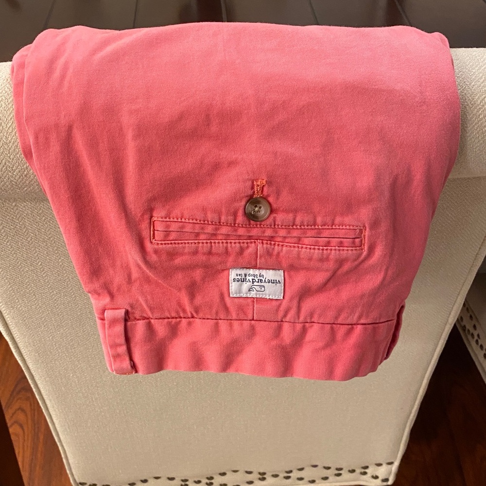 Vineyard Vines Men’s Coral Flat Front Shorts Size 35 Cotton Stretch Preppy - Picture 3 of 16